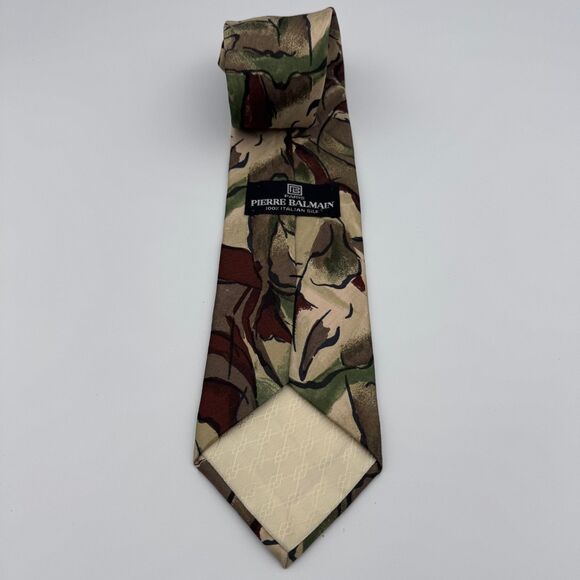 Pierre Balmain Vintage Abstract 100% Silk Neck Tie Neutral - Picture 2 of 2